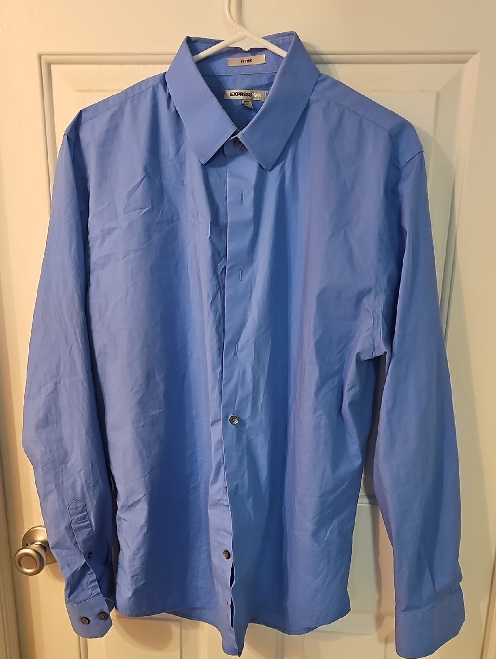 Express Men’s Blue Button-Front Dress Shirt